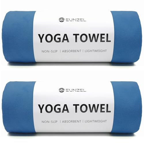Eunzel 2 Pack Hot Yoga Towel Non Slip Yoga Mat Towel Non-Slip Sweat Absorbent Microfiber Towel for Hot Yoga, Pilates and Workout 72" x 26.5", Navy | Amazon (US)