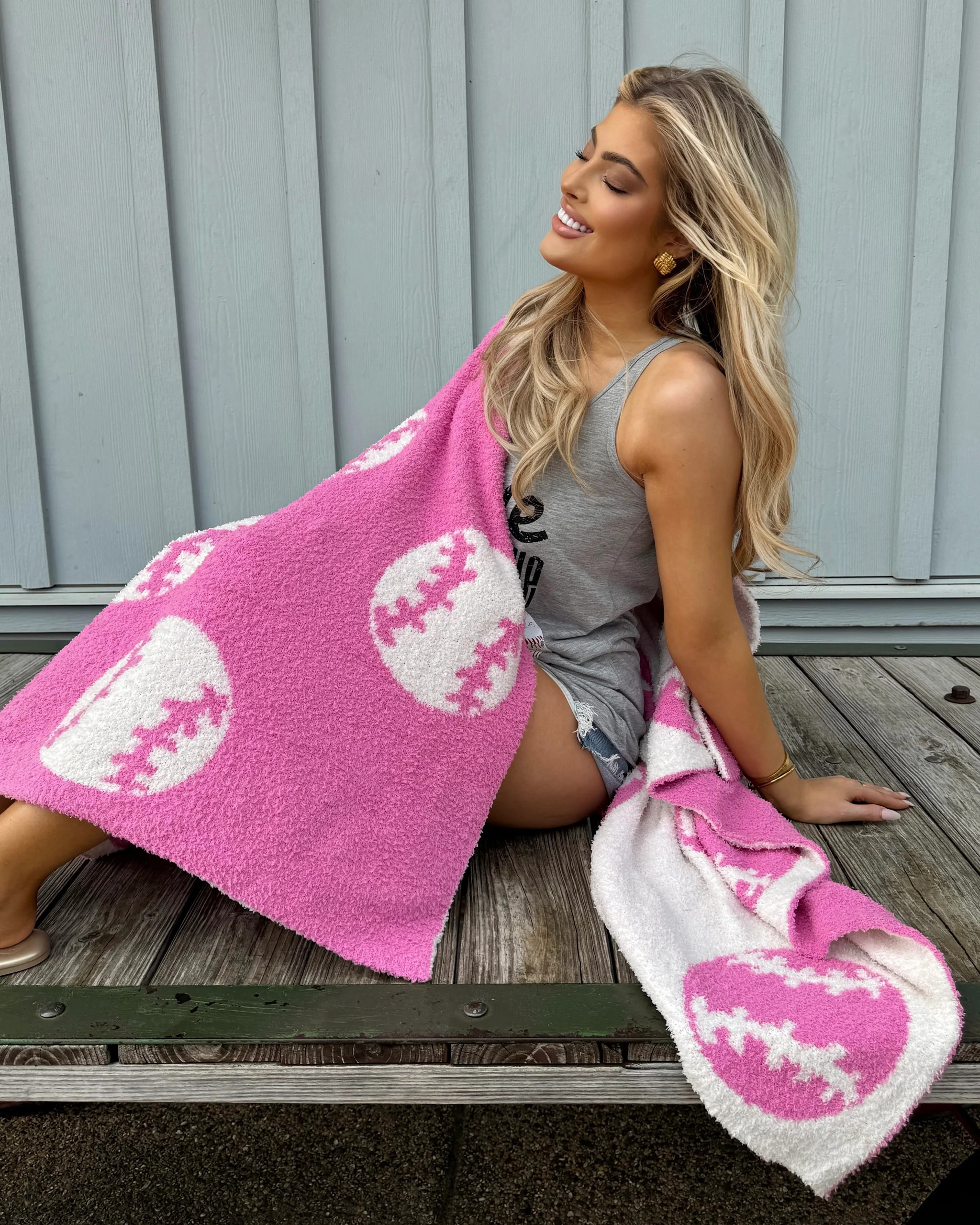 Baseball/Softball Hot Pink Cozy Plush Blanket | Live Love Gameday®
