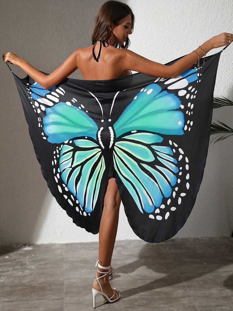 Butterfly Print Wrap Cover Up | SHEIN
