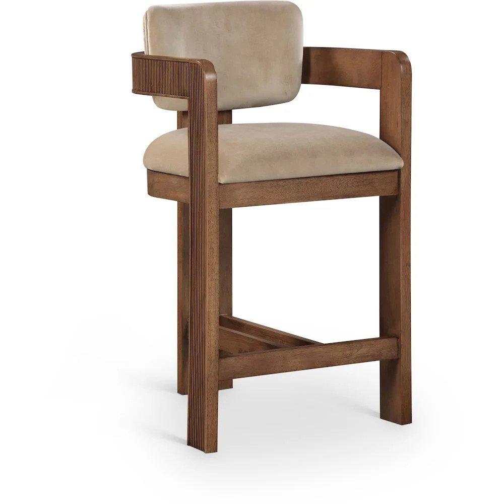Meridian Furniture Sacha Beige Velvet Stool | Walmart (US)