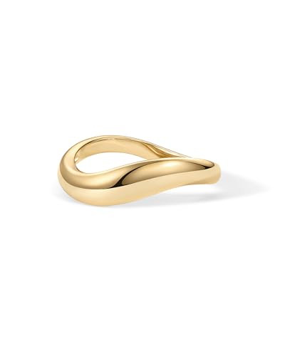 PAVOI 14K Gold Plated Wavy Stackable Ring for Women | Twisted Wave Band | Delicate Eternity Rings | Amazon (US)