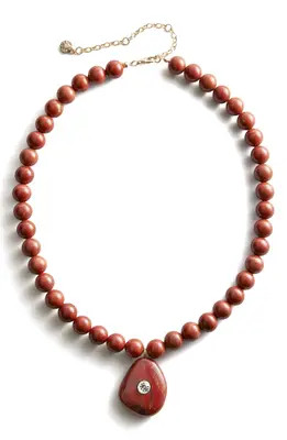 BaubleBar Jamie Semi-Precious Beaded Pendant Necklace in Green at Nordstrom | Nordstrom