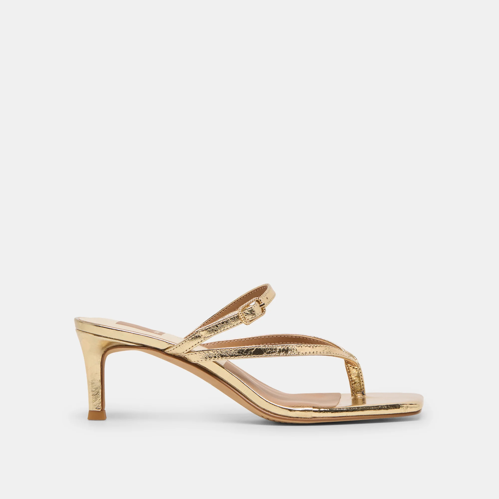 Biaga Heels Gold Distressed Leather | DolceVita.com