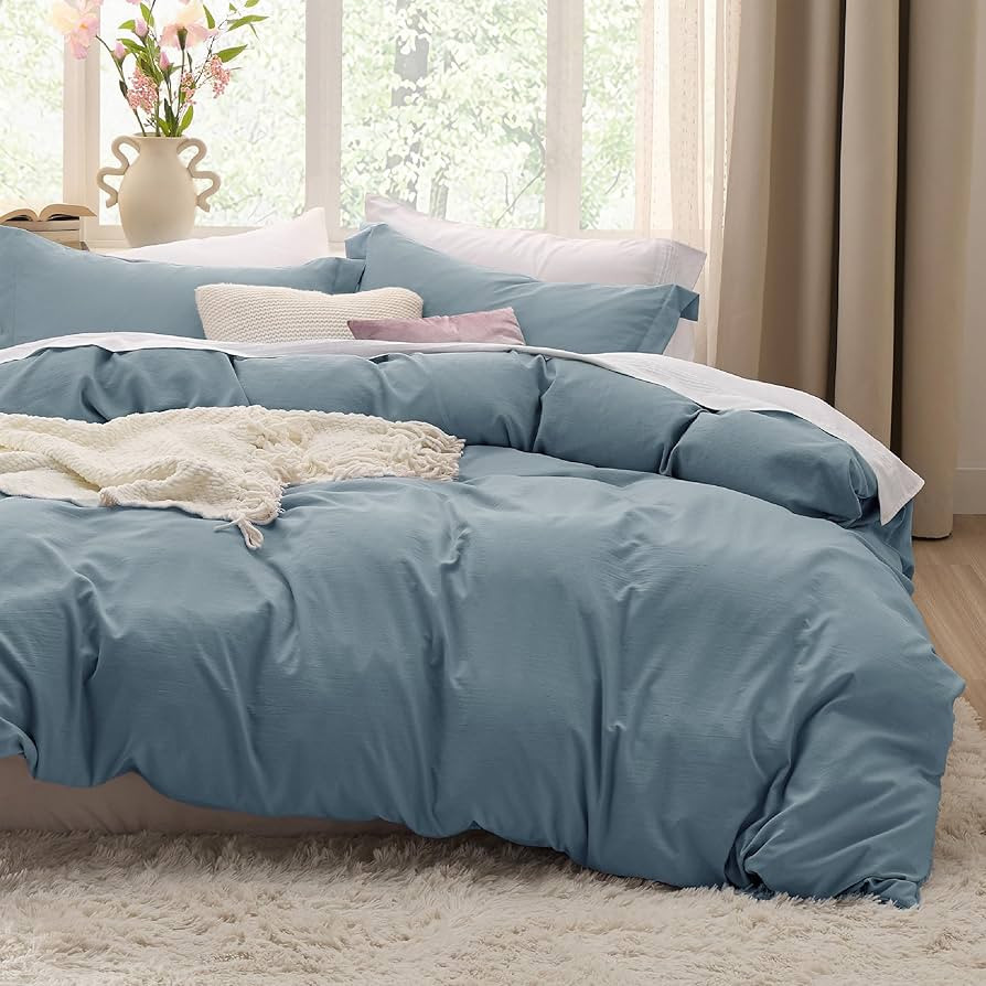 Bedsure Dusty Blue Duvet Covers Queen Size - Prewashed Cotton-Like Polyester Duvet Cover, Soft Qu... | Amazon (US)