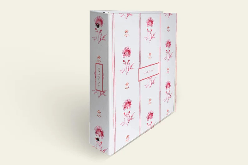 Heirloom Binder Personalized Glossy 3 Ring Binder: French Wallpaper Block Print Pink (Heirloom Qu... | Etsy (US)