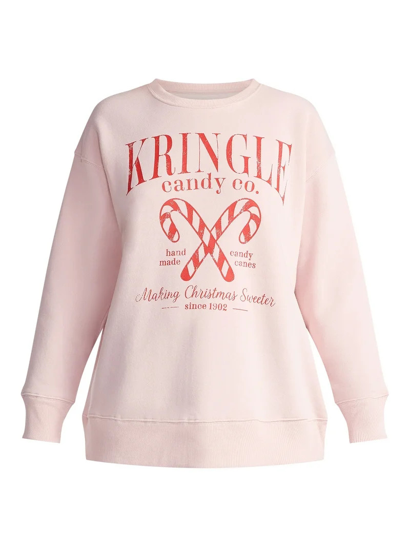 Women's Christmas Kringle Canes Graphic Fleece from Holiday Time, Sizes S-XXXL | Walmart (US)