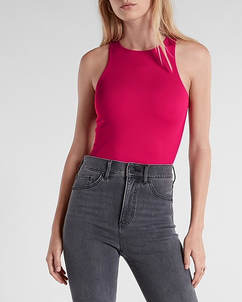 Body Contour Ribbed High Neck Thong Bodysuit | Express