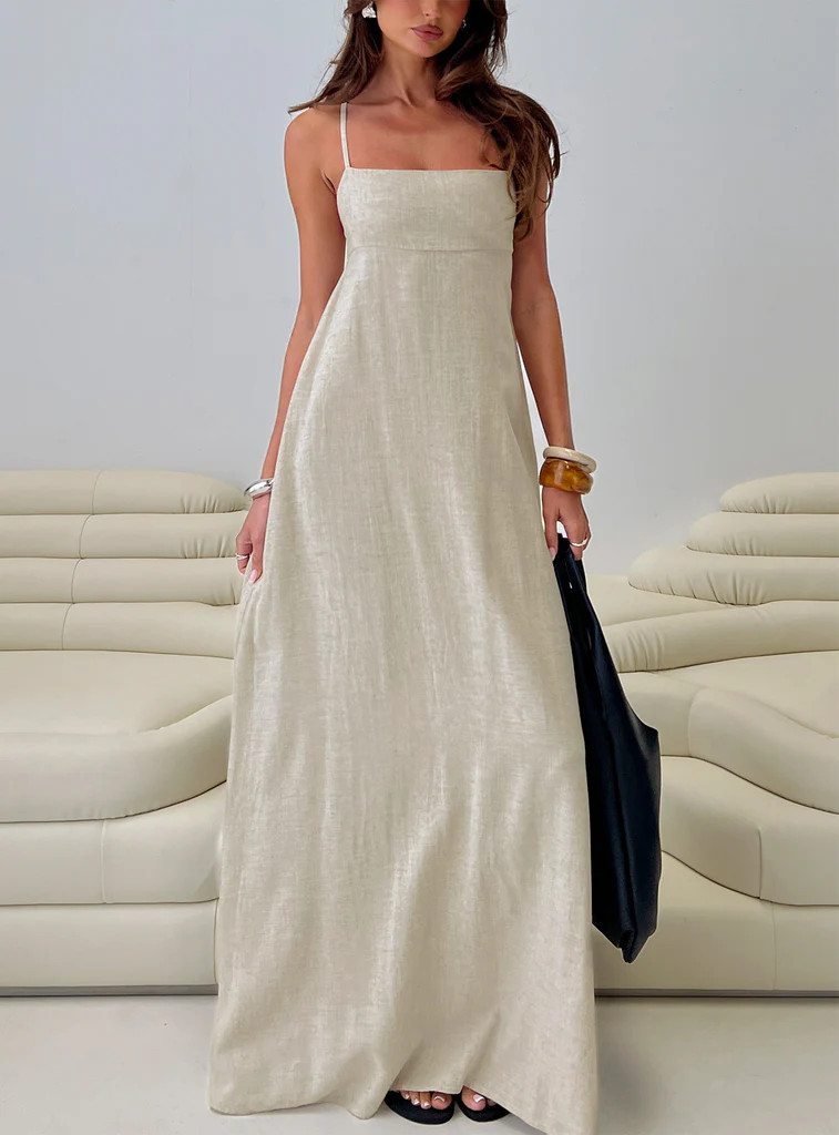 Solie Tie Back Maxi Dress Natural | Princess Polly US