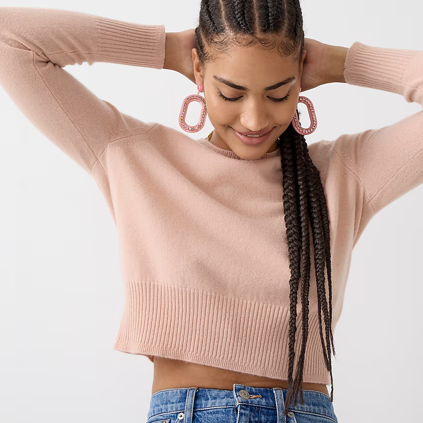 Cropped cashmere crewneck sweater | J. Crew US