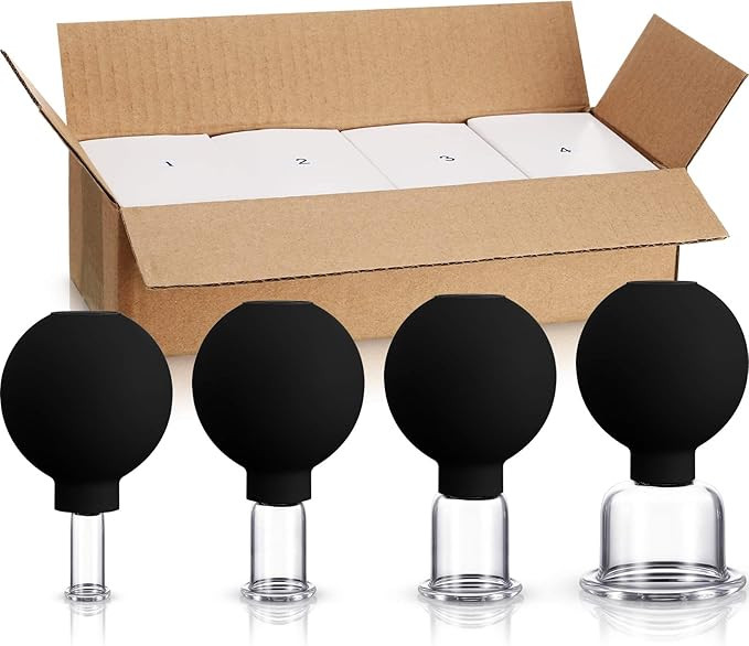 4 Pieces Glass Cupping Set Glass Silicone Cupping Cups Massage Vacuum Suction Cupping Cups for Bo... | Amazon (US)