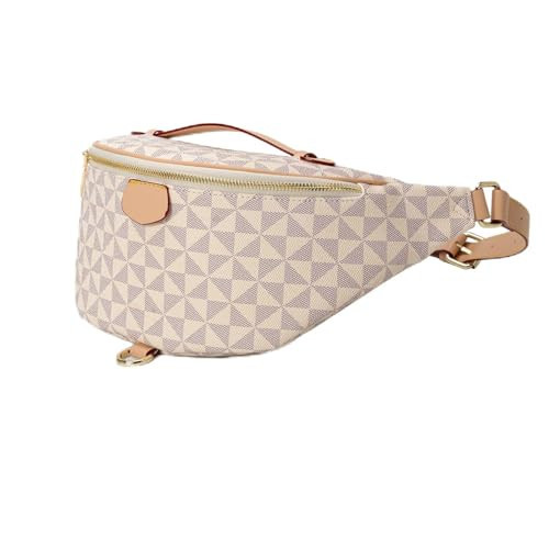 Checkered Crossbody Fanny Pack for Women - Premium Faux Leather Adjustable Waist Bag & Chest Sling Purse,Versatile Belt Bag for Travel,Festivals & Daily(Beige - B) | Amazon (US)