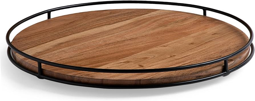 BIRDROCK HOME 18” Wooden Lazy Susan - Espresso - Iron Edges - Table Top Turntable - Cabinet or ... | Amazon (US)