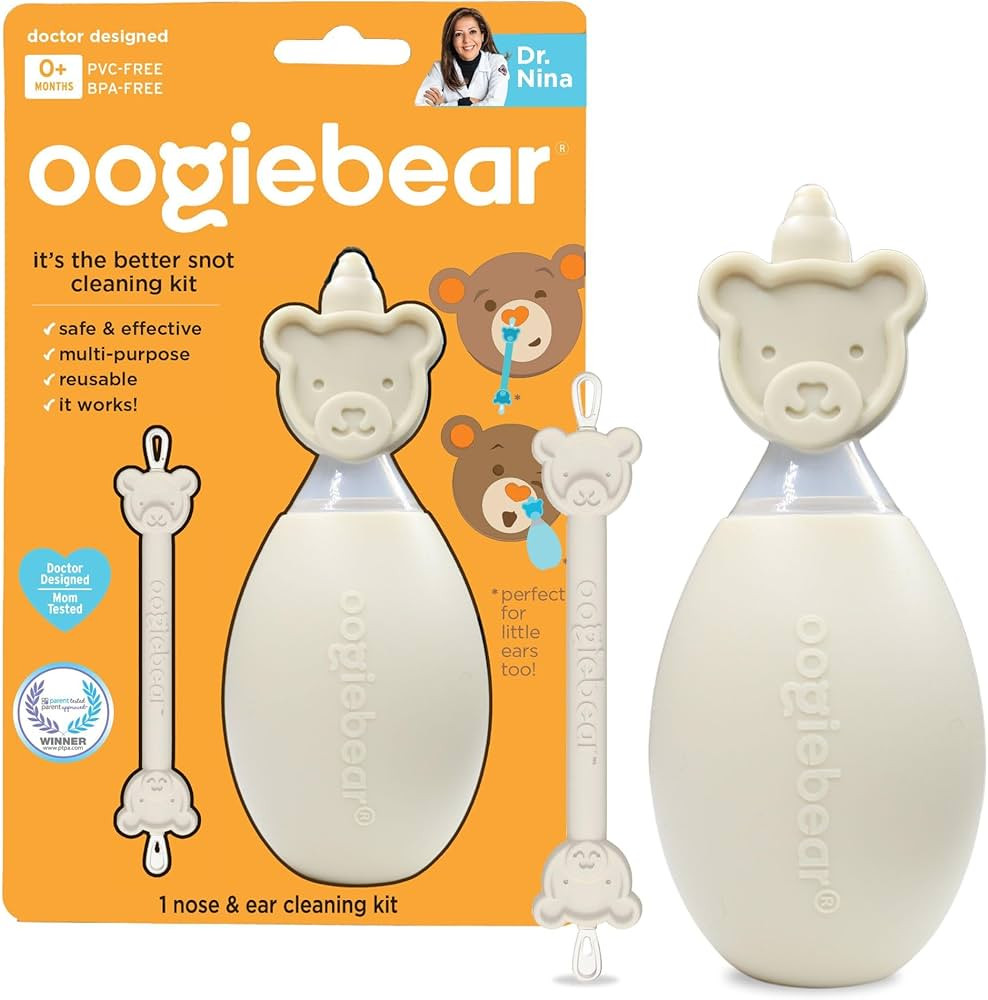 oogiebear BearPair Silicone Bulb Baby Nasal Aspirator and Ear & Nose Syringe, Safely Sucks Snot a... | Amazon (US)