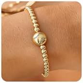 Gold Bracelets for Women, Football Baseball Rugby Basketball Volleyball Soccer Stackable Stretch ... | Amazon (US)