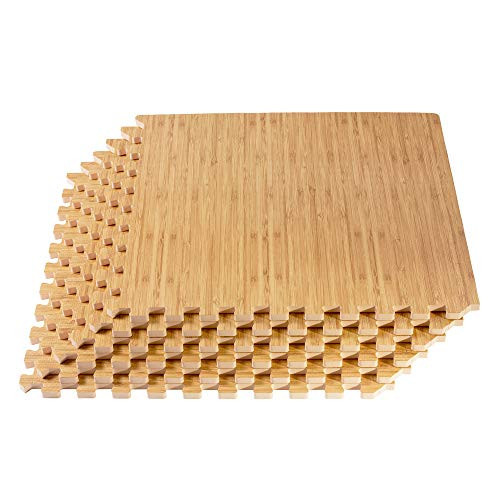 Forest Floor 5/8 Inch Thick Printed Foam Tiles, Premium Wood Grain Interlocking Foam Floor Mats, Anti-Fatigue Flooring, Light Bamboo, 100 Sq Ft | Amazon (US)