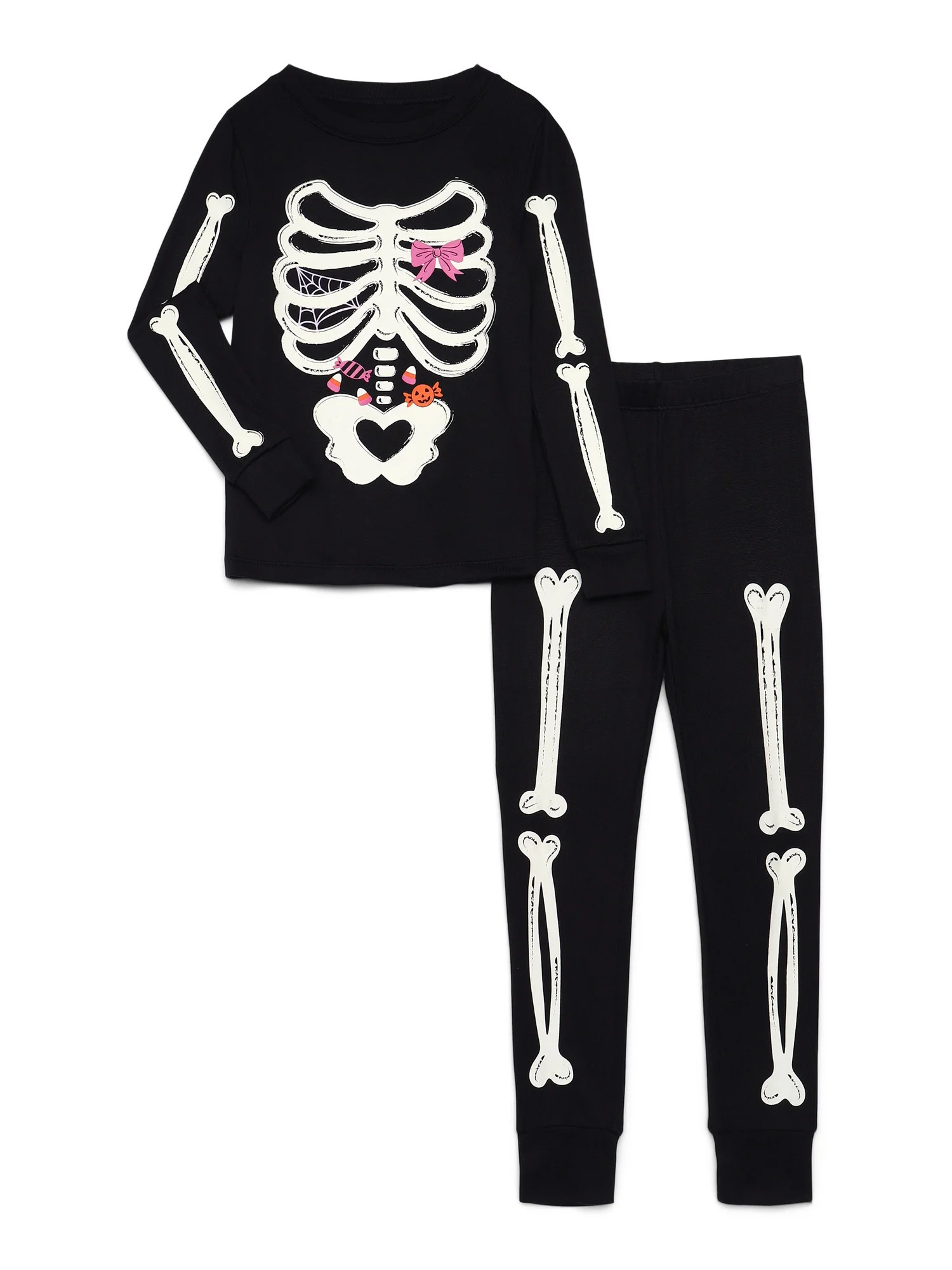 Halloween Girls Long Sleeve Top and Pants Tight Fit Sleep Set from Way to Celebrate, 2-Piece, Siz... | Walmart (US)