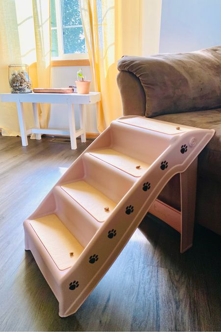Portable dog steps for senior dogs.

These said they were beige but are a little more pink in color and are kind of steep when going down.

#LTKdogs #dogstuff #dogstairs #pets #LTKpets