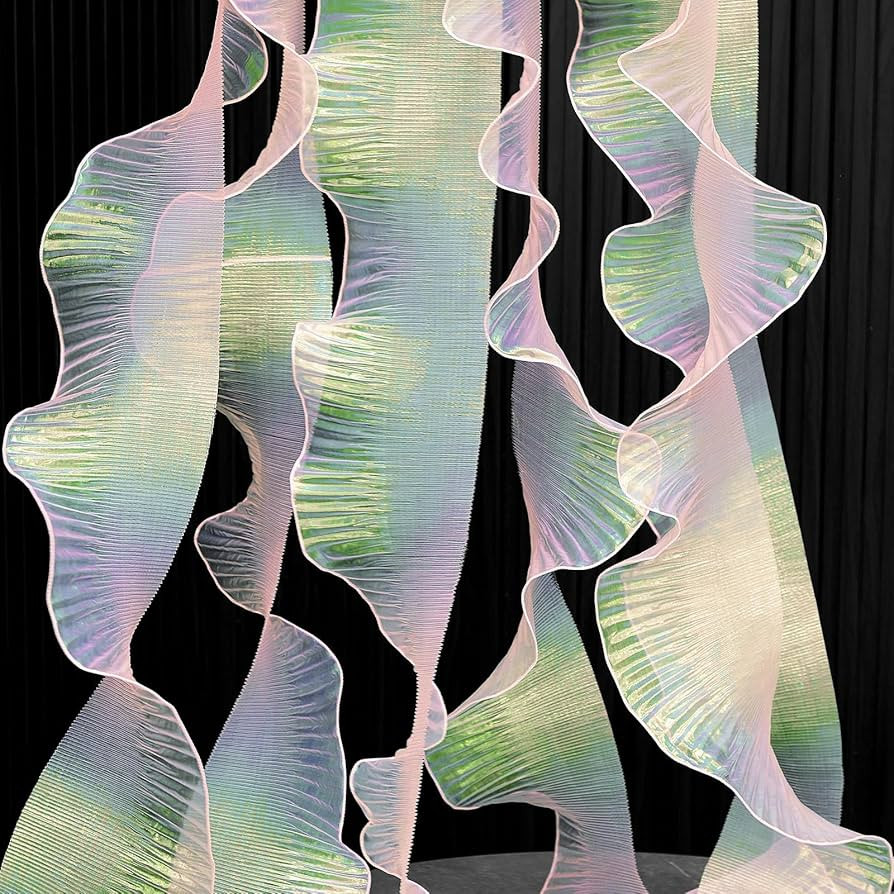 Newwiee 15 Yard Ruffle Pleated Chiffon Trim Organza Ruffled Iridescent Ribbon Fabric Chiffon Ribb... | Amazon (US)