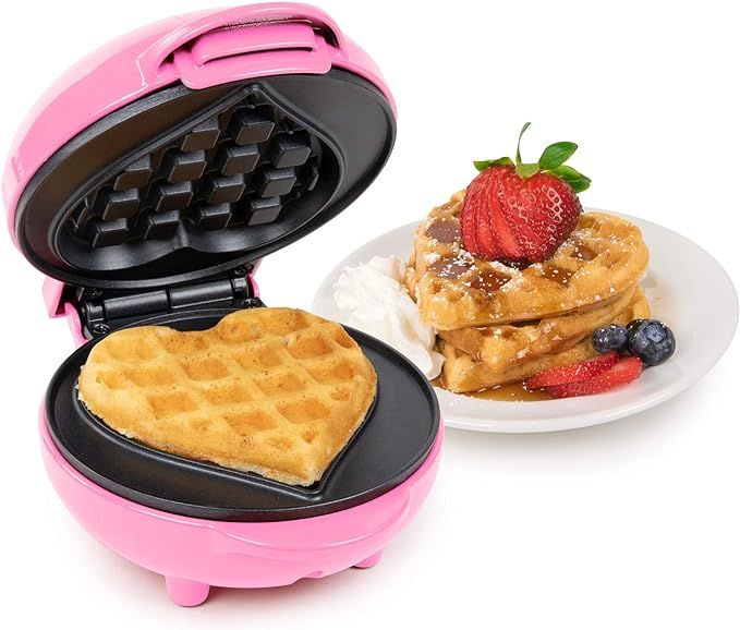 Nostalgia MyMini Heart Waffle Maker Valentine's Gift compact size 5 inch non stick surface (Pink) | Amazon (US)