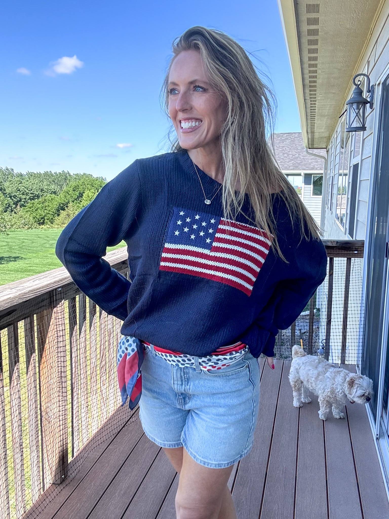 This USA flag sweater is perfect for the cool summer mornings and nights! ❤️🤍💙 Great for the 4th of July as well! Wearing a small.

As an Amazon Influencer I earn commission on qualifying purchases.

Navy blue USA sweater, 4th of July outfit idea, patriotic fashion, spring fashion ideas, summer outfit inspo, mom style, red, white and blue outfit idea

#LTKmomlife #LTKootd #LTKMidsize
