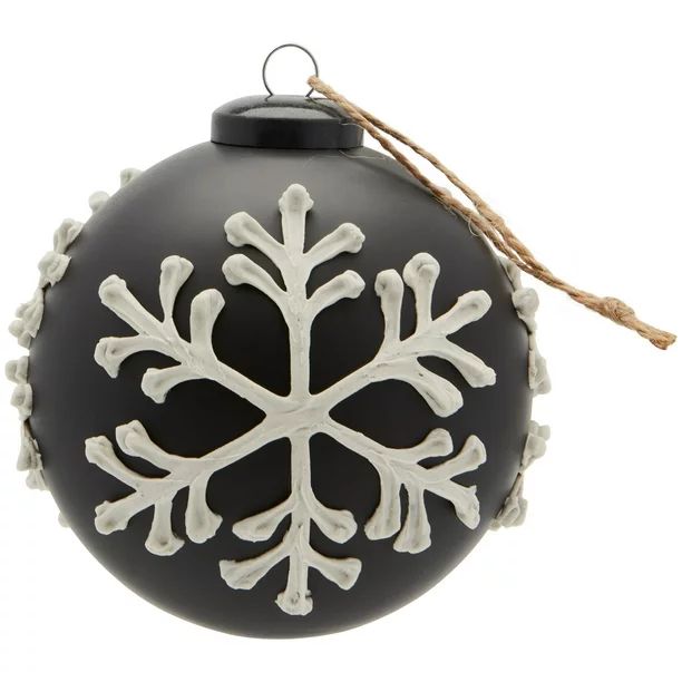 Holiday Time Black Snowflake Christmas Ball Ornament, 3.54", Set of 6 - Walmart.com | Walmart (US)