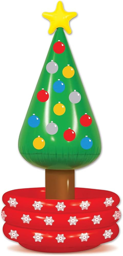 Beistle Inflatable Christmas Tree Cooler, 4’ 8” x 26” Holds approx. 24 12 oz. Cans - Inflat... | Amazon (US)