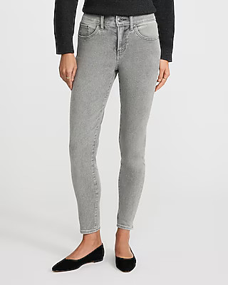 Mid Rise Gray Wash Skinny Jeans | Express