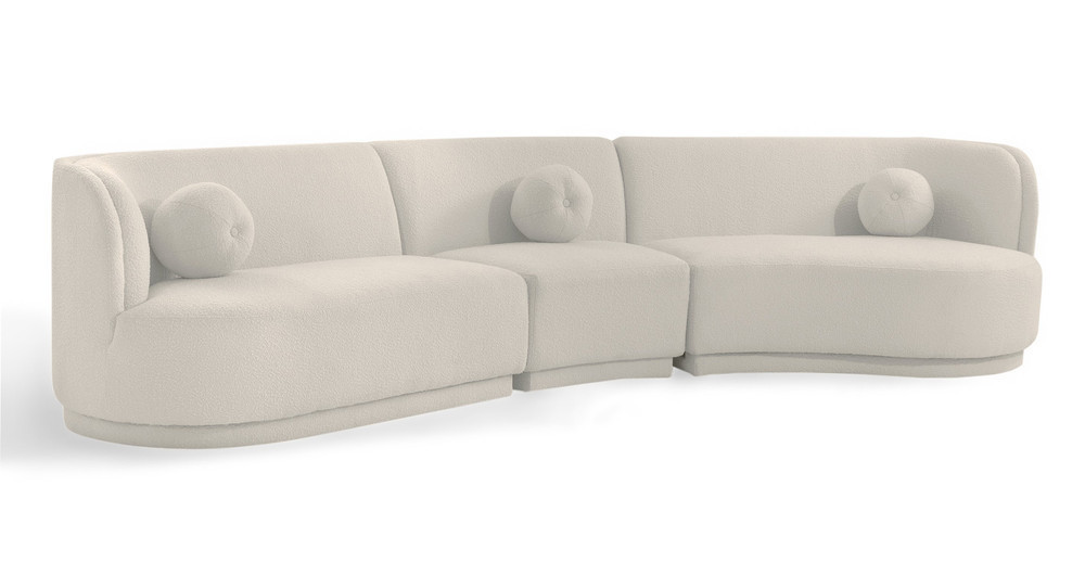Swoosh Modular 147" Moab East 3-pc Sofa, Blanc Boucle | Kardiel