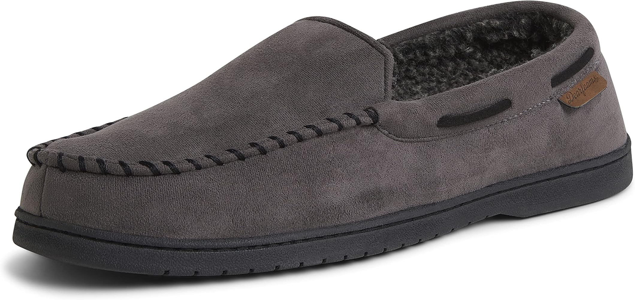 Dearfoams Men's Keaton Memory Foam Moccasin with Wide Widths Slipper | Amazon (US)