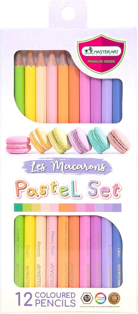 MASTERART Pastel Colored Pencils 12 Colors for Kids and Adults Coloring (LES MACARONS PASTELS) | Amazon (US)