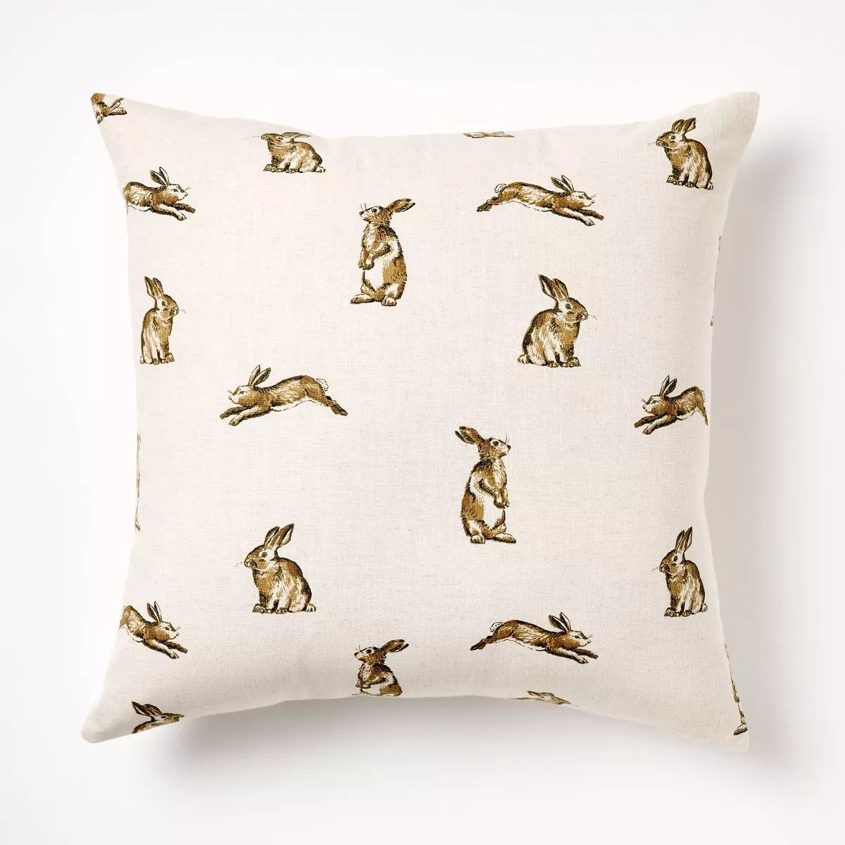 Oversized Printed Bunny Square Throw Pillow Linen/Brown - Threshold™ designed with Studio McGee | Target