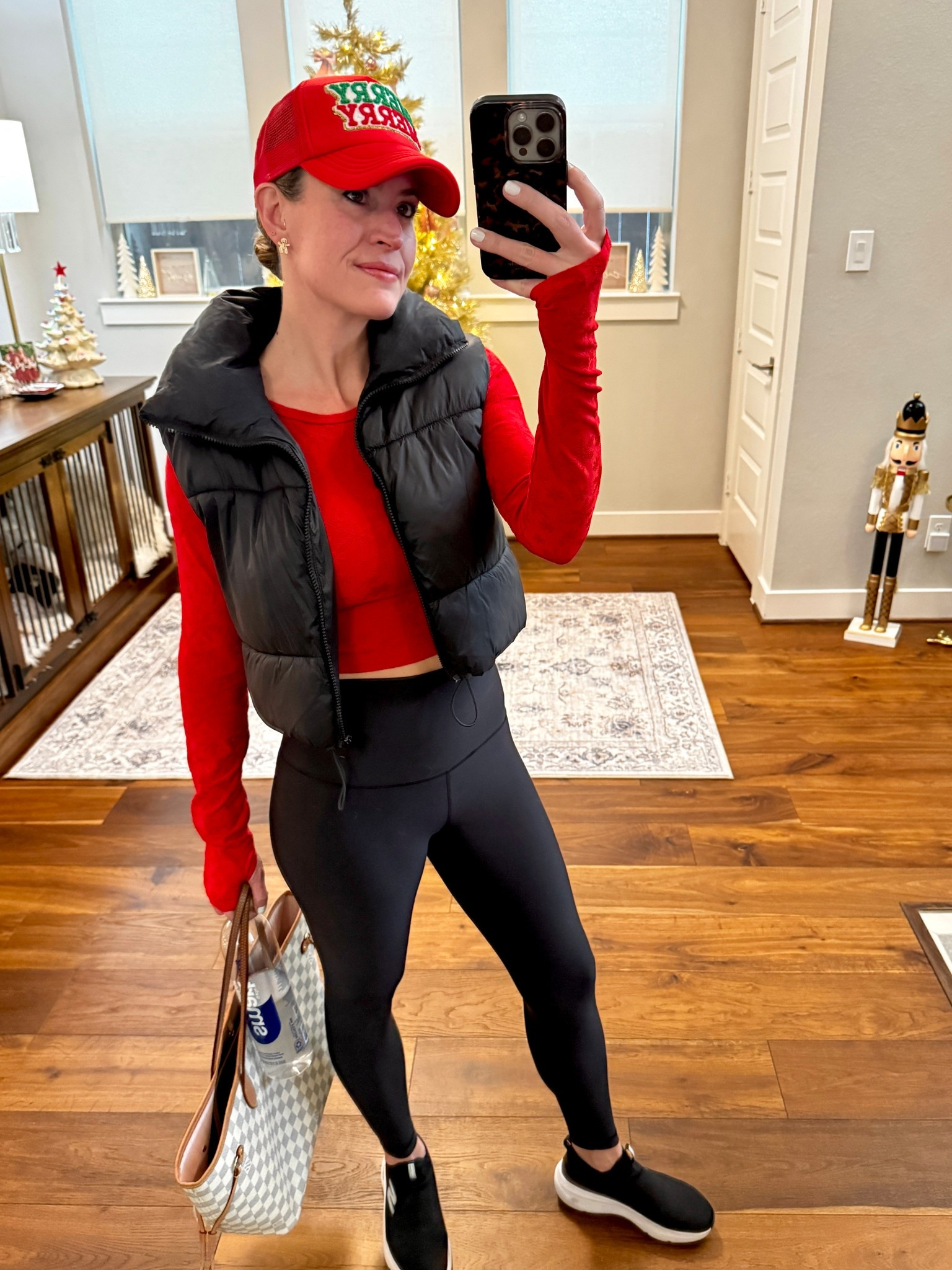 Holiday Athleisure 🎄

There’s ample ways to work in a festive vibe. Hats and earrings are the easiest AND they make excellent gifts  

These cropped puffer vests have been a fave of mine for years. And they’re less than $20. 

And if you follow along with me you know that ON Powersoft are my favorite work out clothes. Moisture wicking and soft. Plus, on sale!

#everypiecefits

Work out clothes
Gym exercise
Leggings 
Festive 
Holiday
Christmas 
Casual outfit 

#LTKHoliday #LTKootd #LTKSaleAlert