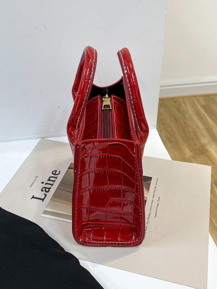 Minimalist Croc Embossed Square Bag | SHEIN