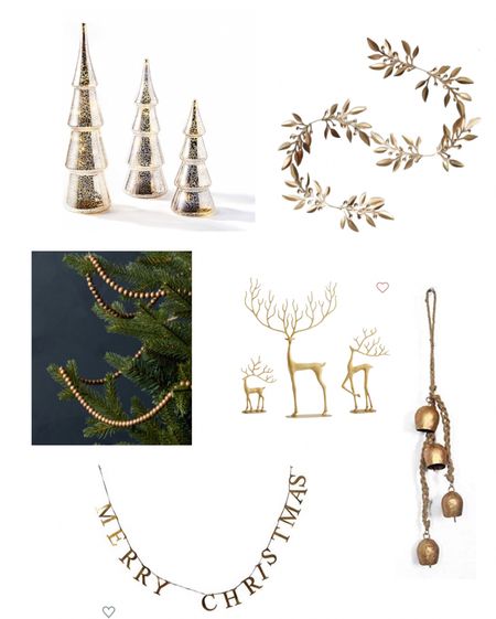 Christmas decor, gold holiday decor, brass holiday decor, Christmas decor, Amazon, McGee and co, pottery barn, gold beaded garland, gold bells, gold deer decor, Christmas garland 

#LTKSeasonal #LTKHoliday #LTKhome