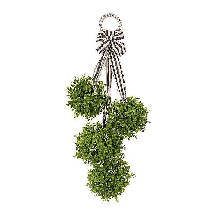 Boxwood Swag with Striped Ribbon | Kirkland's Home