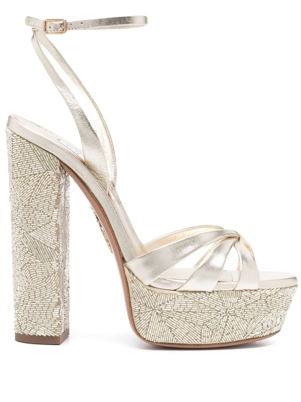 Aquazzura 150mm beaded sandals - Gold | Farfetch Global