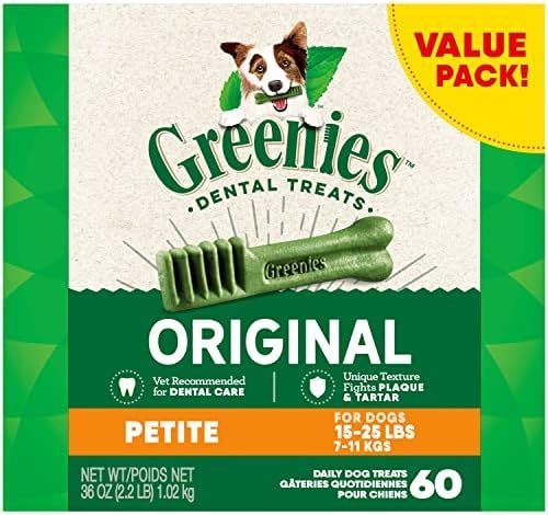 Greenies Original Dental Chews for Dogs, Petite (15 - 25 lb. dogs), Natural Dog Treats | Amazon (US)