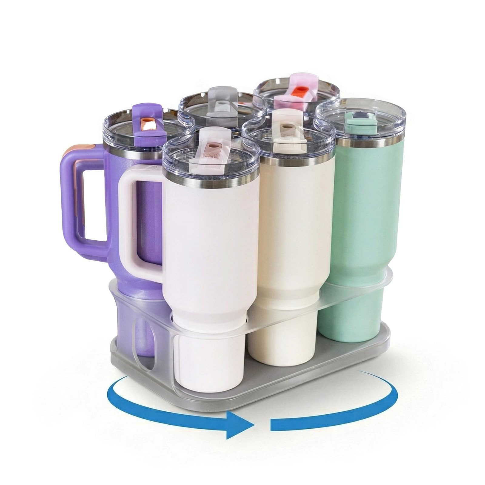 Water Bottle Organizer for 20/30/40 oz Tumbler, Rotating Stanley Cup Holder Organizer for Cabinet... | Amazon (US)