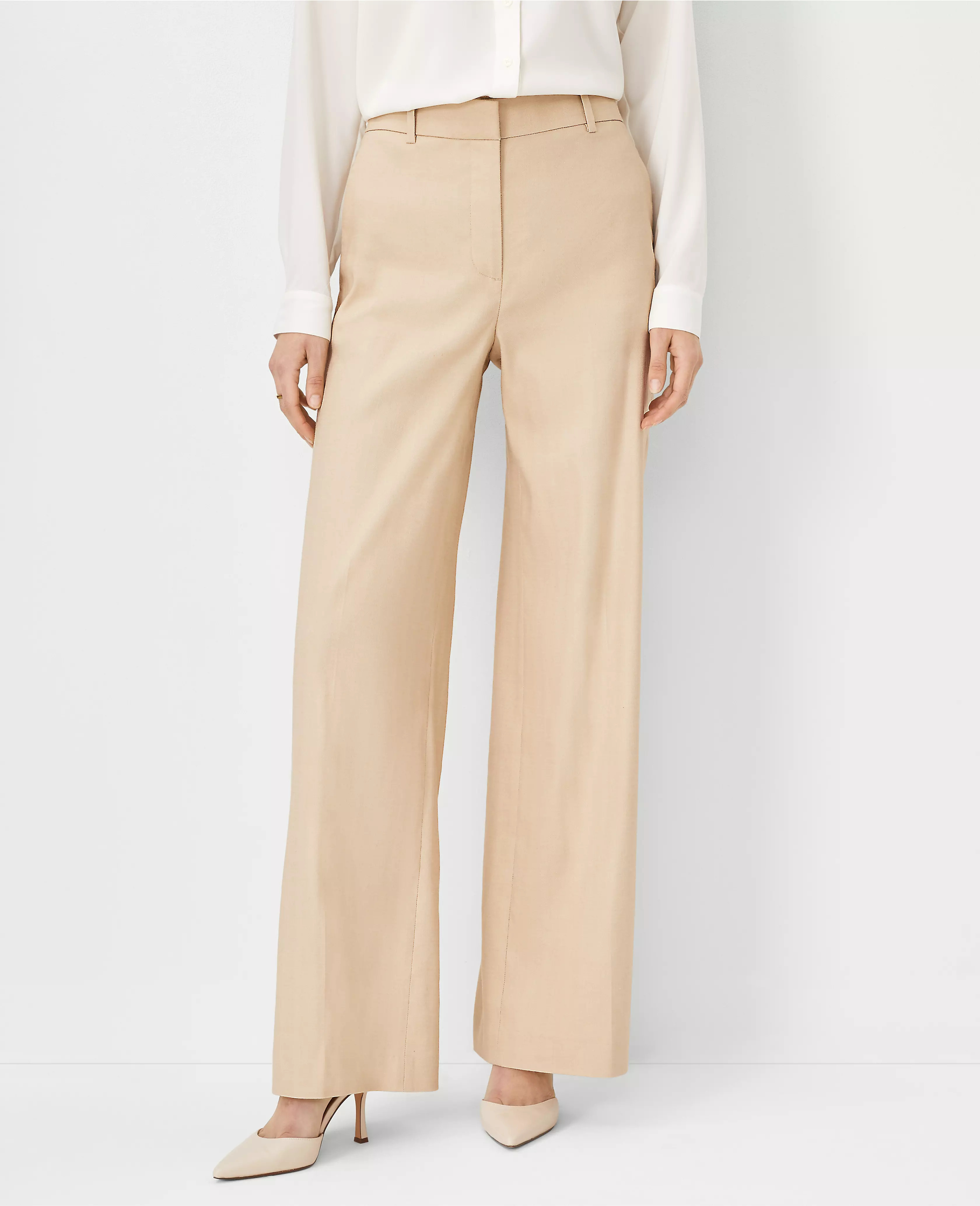 The Wide Leg Pant in Herringbone Linen Blend | Ann Taylor (US)