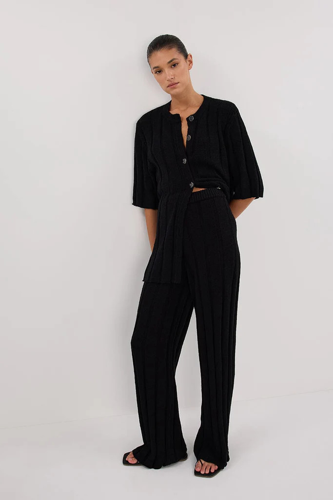 JAZZ BLACK WIDE LEG KNIT PANT | DISSH