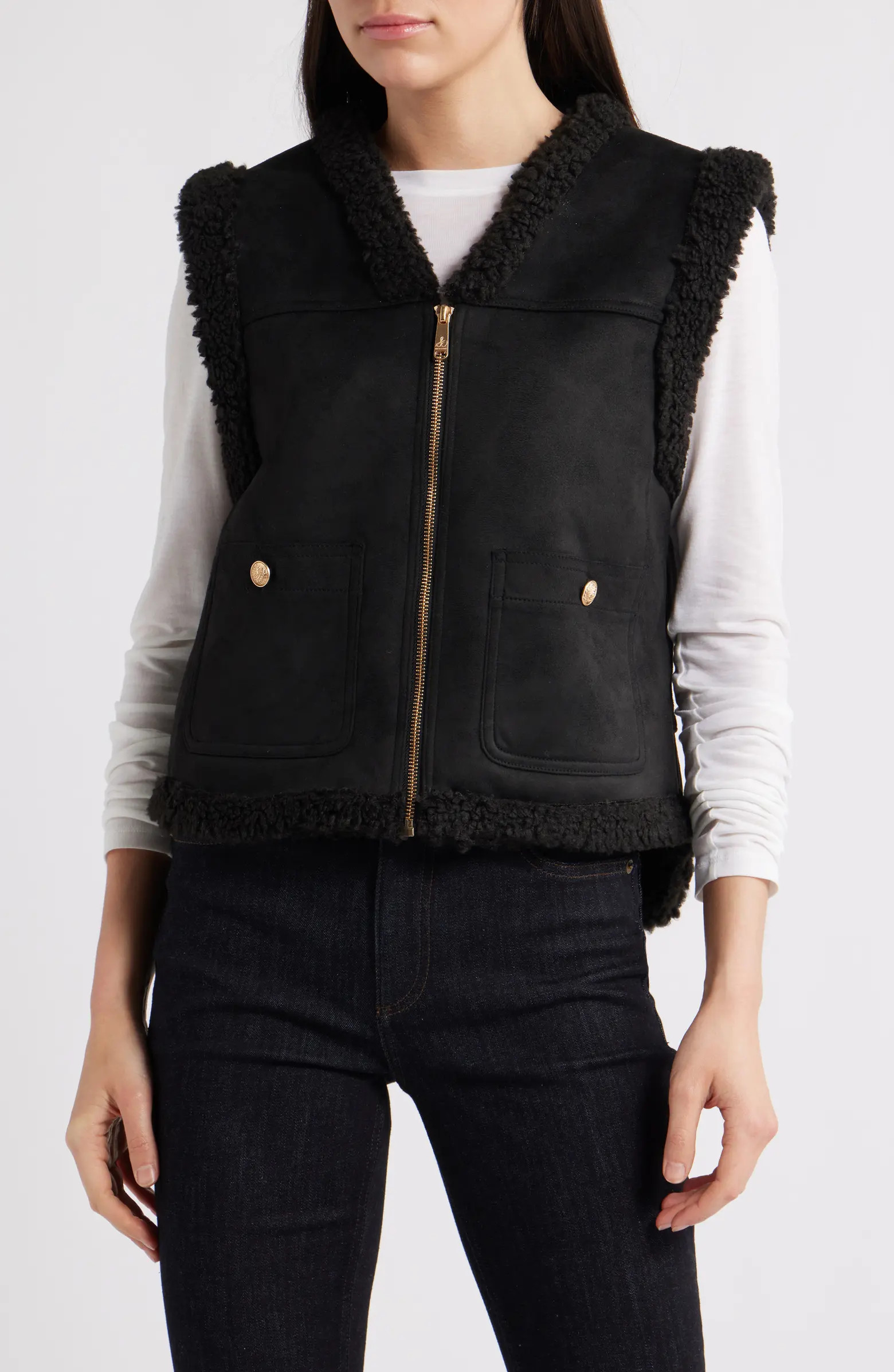 Faux Suede & Faux Shearling Vest | Nordstrom