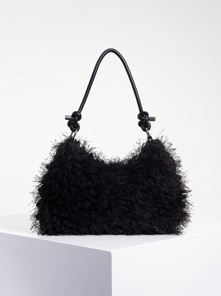 Solid Fluffy Soft Candy Color Satchel Bag, Autumn Y2K Style Women Shoulder bags, Vacation Travel ... | SHEIN