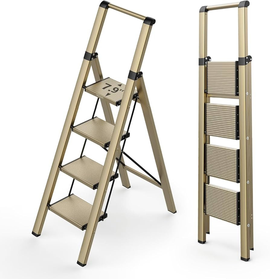 Ladder, Step Ladder 4 Step Folding with Wide Pedals, Lightweight Stepladders for High Closet, Tal... | Amazon (US)