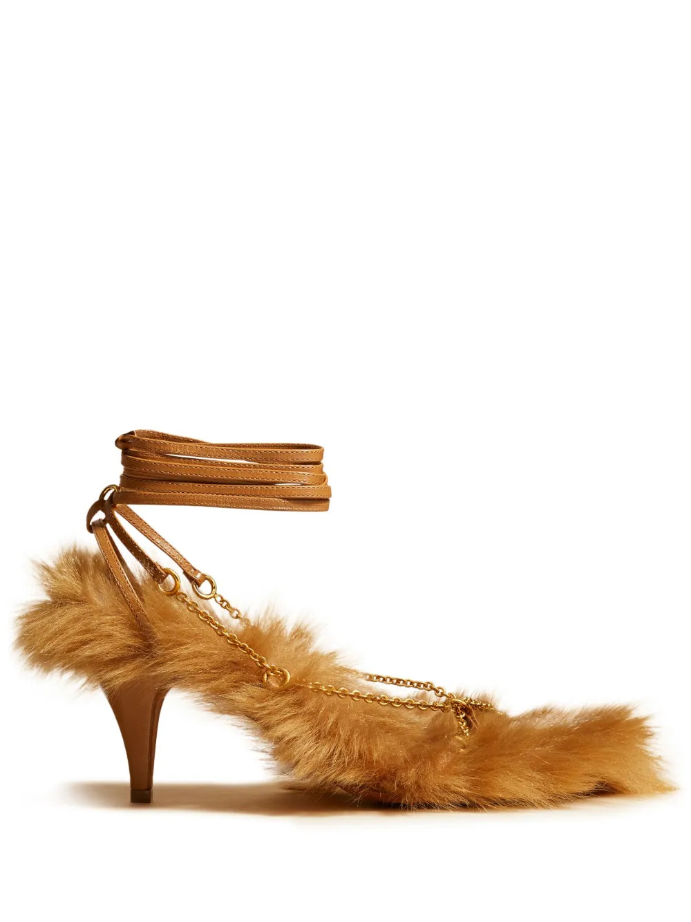 KHAITE The Marion shearling-lined 75mm Sandals - Farfetch | Farfetch Global