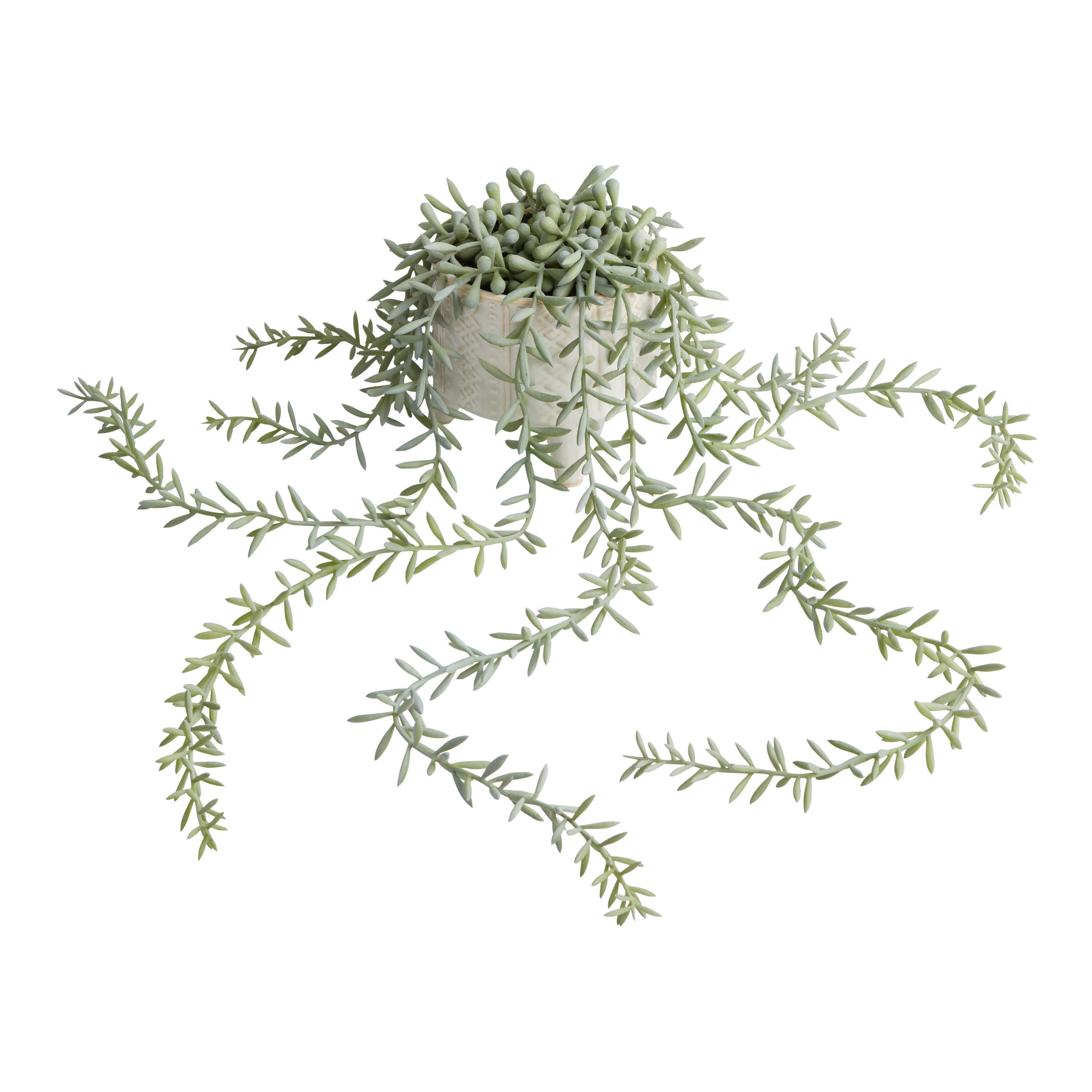 Faux String of Bananas Plant in White Geo Pot | World Market