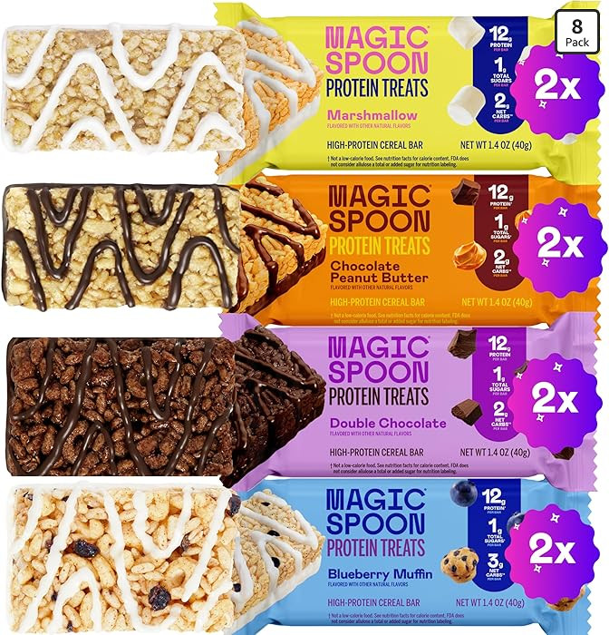 Magic Spoon Treats - 8 High Protein Bars: 2 Marshmallow, 2 Chocolate Peanut Butter, 2 Blueberry M... | Amazon (US)