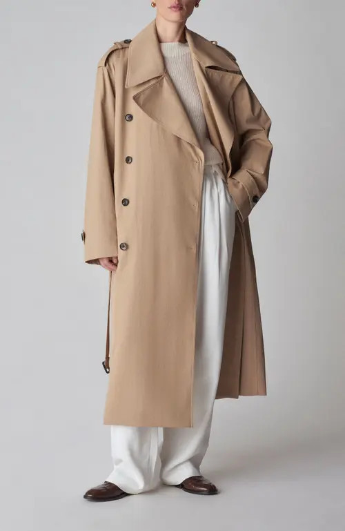 Oversized Trench in Cotton Twill in Beige at Nordstrom, Size Medium | Nordstrom
