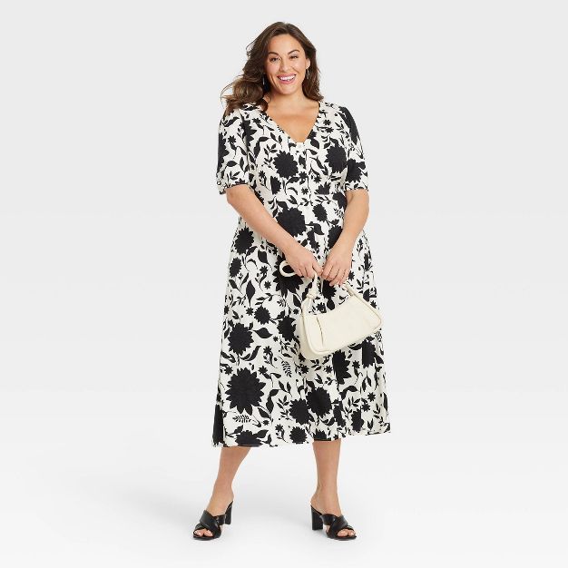 Women's Plus Size Short Sleeve Button-Front Dress - Ava & Viv™ | Target