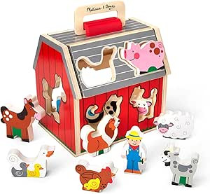 Melissa & Doug Take-Along Wooden Toy Barn, 11-Pc Portable Toddler Playset with Farm Animals & Pop... | Amazon (US)