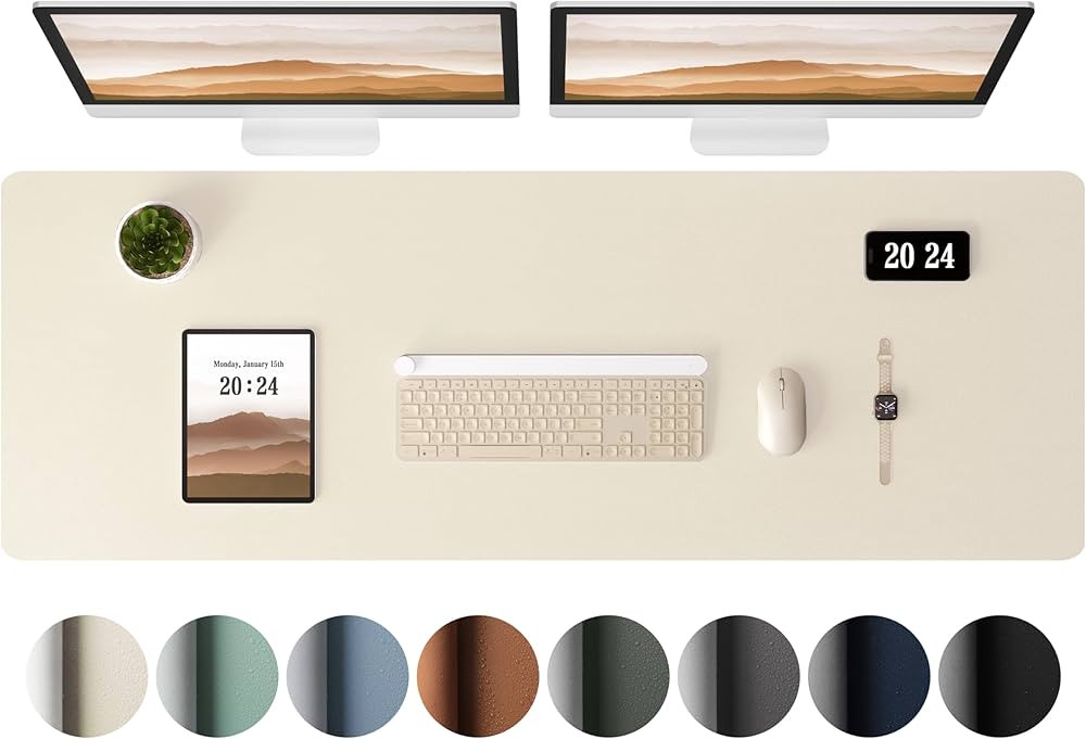 Aothia Leather Desk Pad Protector - Large Mouse Pad, Office Mat, Non-Slip PU Leather Blotter, Lap... | Amazon (US)